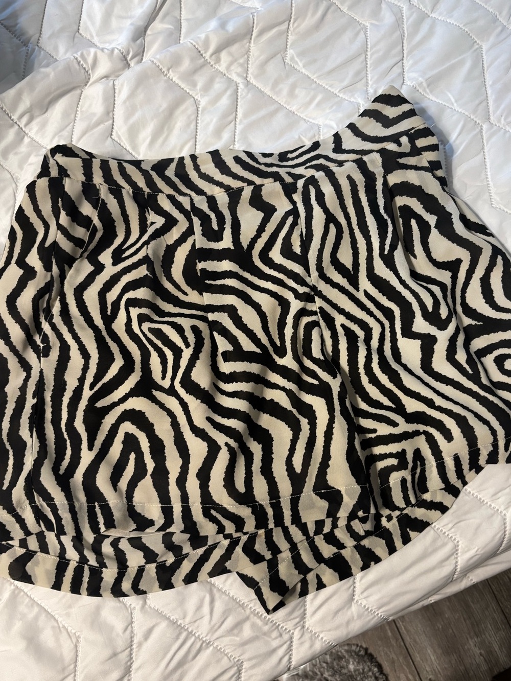 Zebra-Print Circle Skirt - Black & Cream